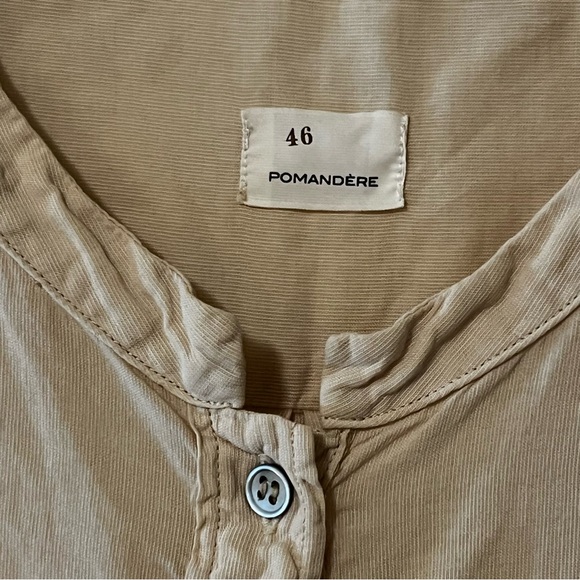 Pomandere Women’s Beige Popover button front top sleeveless capsule essential 10 - Picture 10 of 12